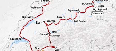 Off the beaten track | Treinrondreis Zwitserland kaart