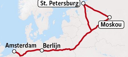 Moskou - St Petersburg per trein | Kaart
