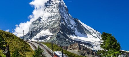 Gornergratbahn - Steep climb, Matterhorn in background
