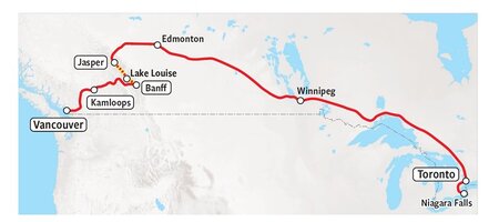 TRANS CANADA BY RAIL - Kaart