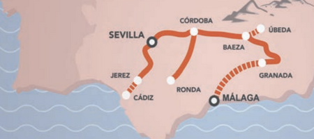 Al Andalus | Map Malaga Sevilla