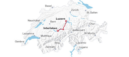 Rail Map Luzern-Interlaken Express