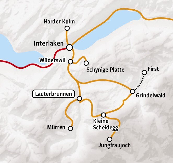 VIP Berner Oberland | Treinrondreis Zwitserland - Kaart