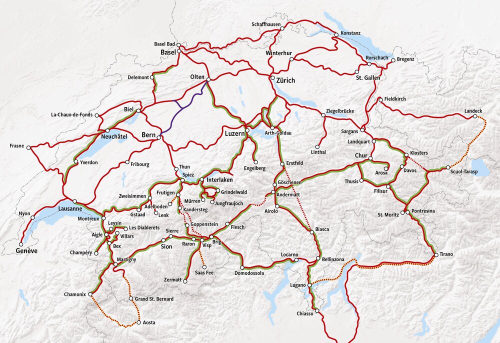 Rail Map Switzerland | Europe by train