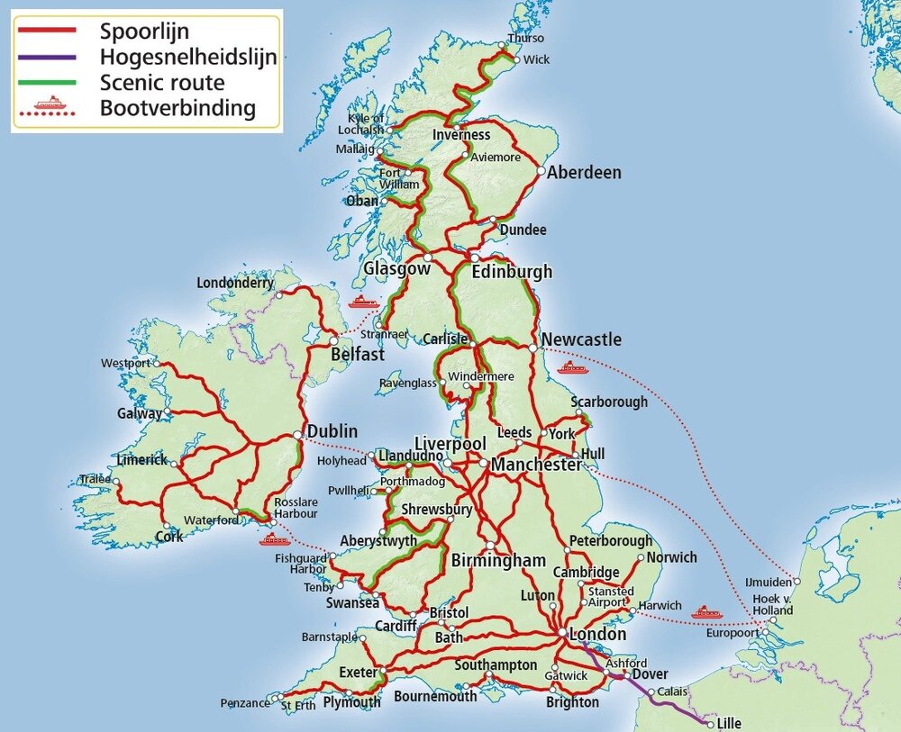 Rail Map United Kingdom / Great Britain
