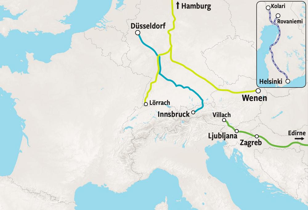 Map Motorail Europe