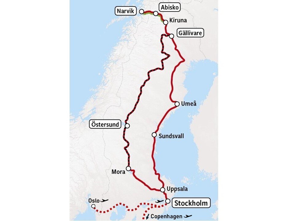 Inlandsbanan map