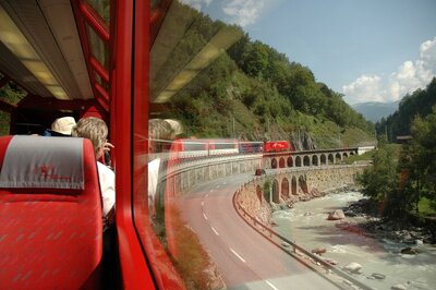 Glacier Express - View from window - Road and River