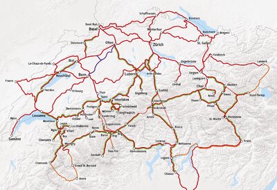 Rail Map Switzerland
