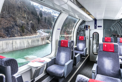 Austria by train - Panoramic windows / river