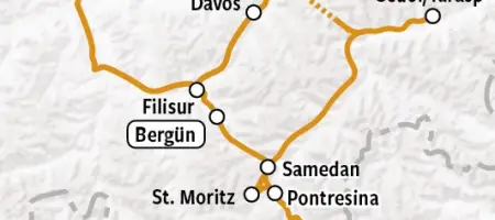 Graubunden en Bernina Express | Treinrondreis Zwitserland kaart