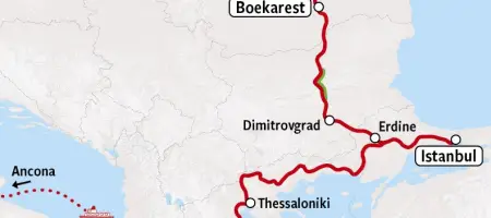 Orient Express Route B naar Istanboel | Kaart