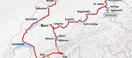 Off the beaten track | Treinrondreis Zwitserland kaart