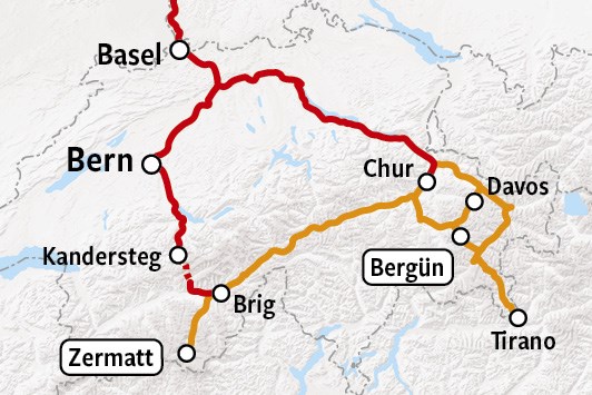 Graubunden en Glacier Express | Treinrondreis Zwitserland - kaart