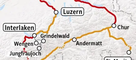 Swiss Premium Tour | Treinrondreis Zwitserland kaart
