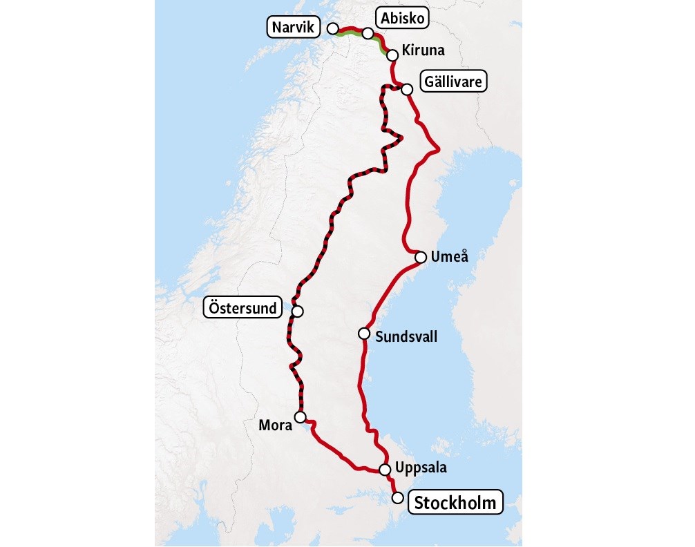 Inlandsbanan | Kaart