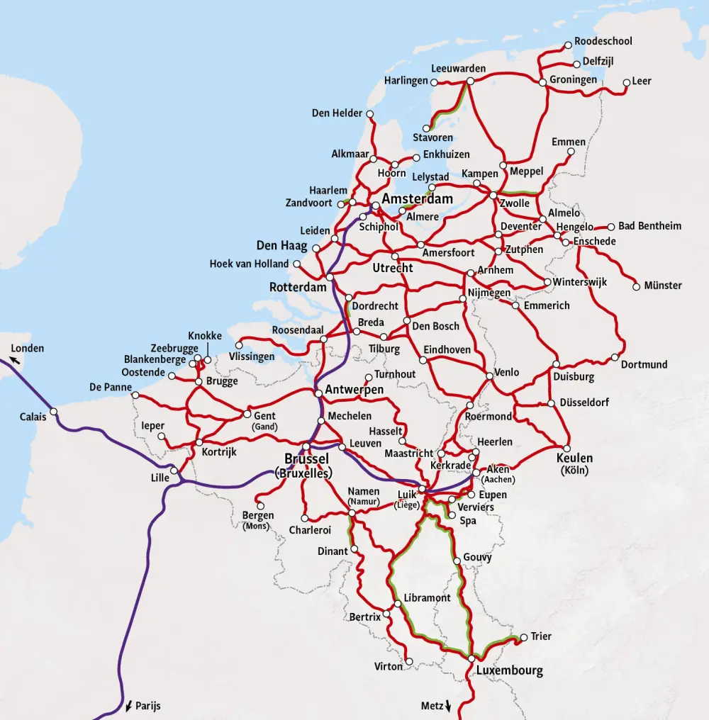 Rail Map Belgium and The Netherlands | All Cheap Train Tickets in Europe