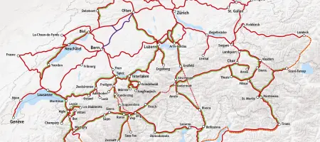 Spoorkaart Zwitserland
