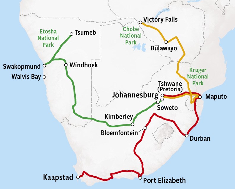 Shongololo Express - Route Map