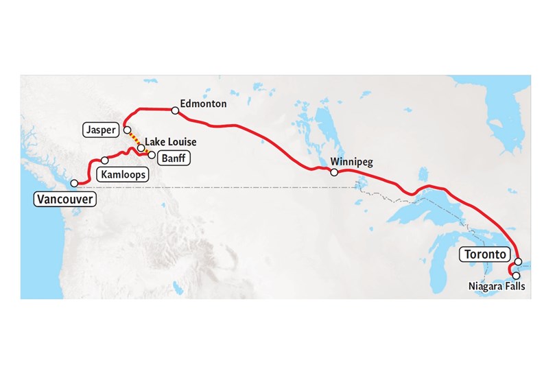 TRANS CANADA BY RAIL - Kaart