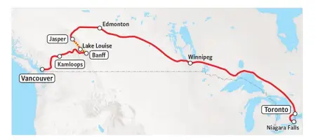 TRANS CANADA BY RAIL - Kaart