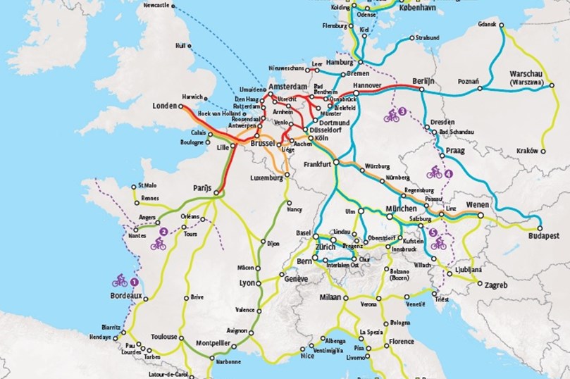 Trein en fiets - Kaart van alle treinen die fietsen meenemen
