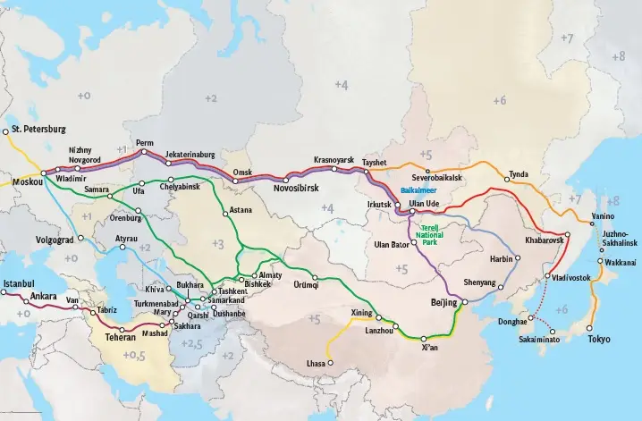 Transsiberie Express - Routes - Kaart