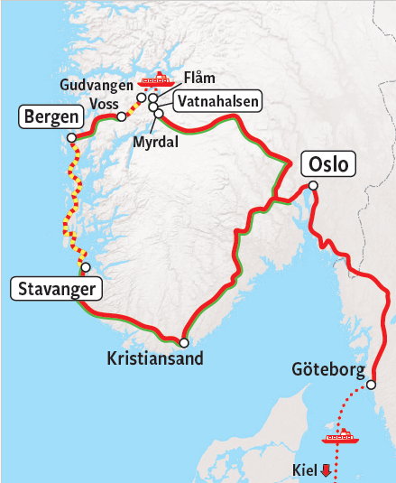 Map Groepsreis Norway in a Nutshell 2024
