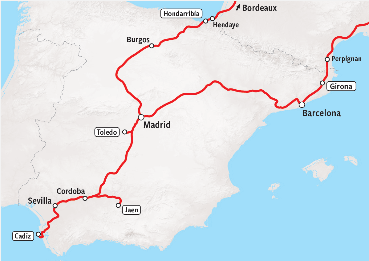 Map Paradores Noord zuid nieuw