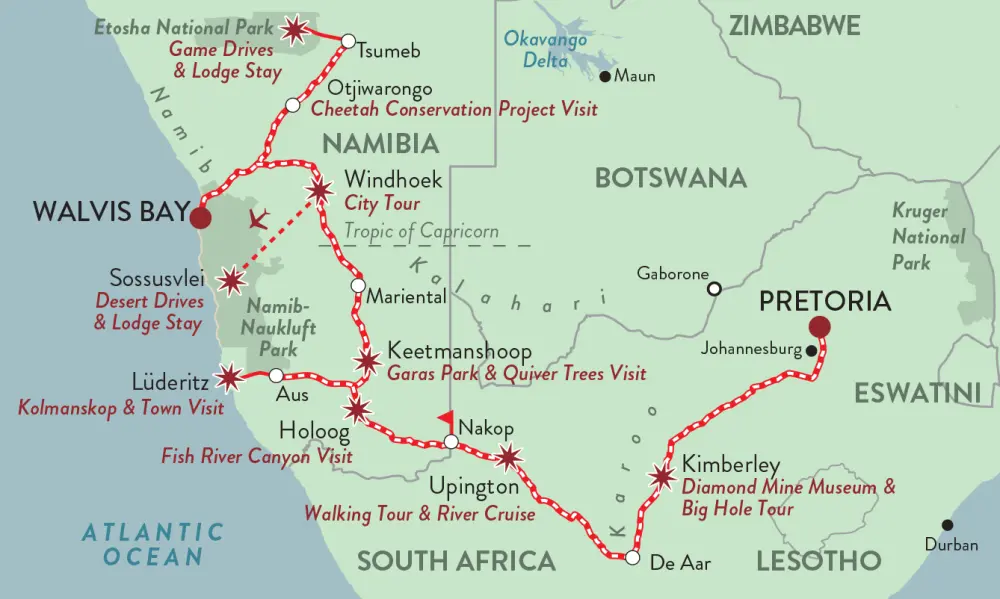 Rovos Rail | Namibia Safari | Kaart