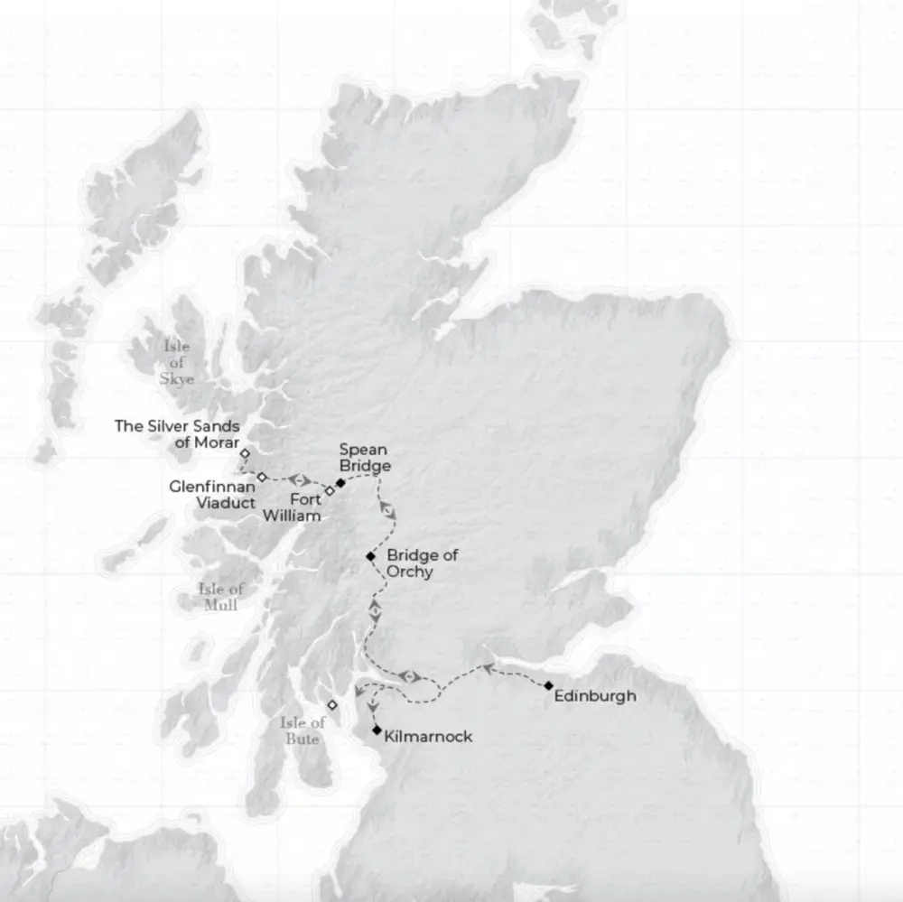 Belmond Royal Scotsman | Western Scenic Wonders | Kaart