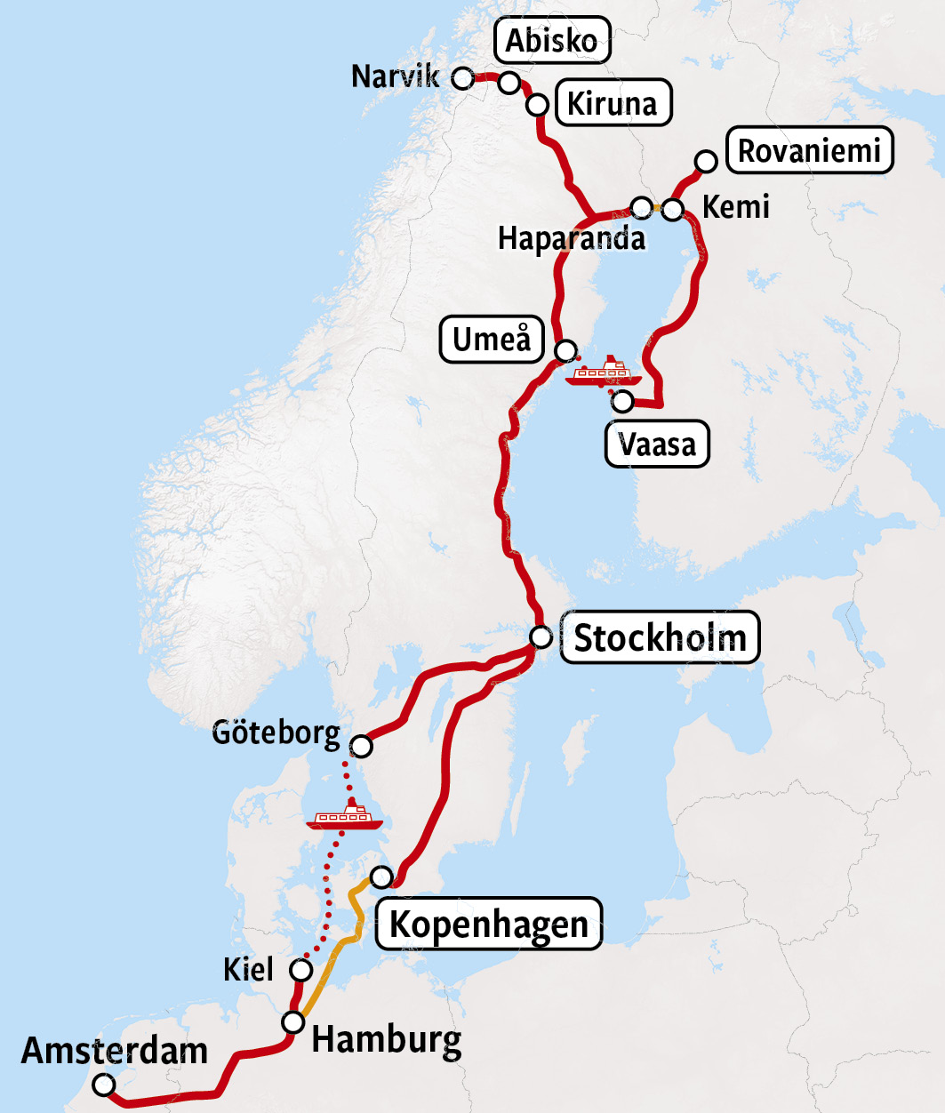 Kaartje groepsreis trein-ijs-reis lapland