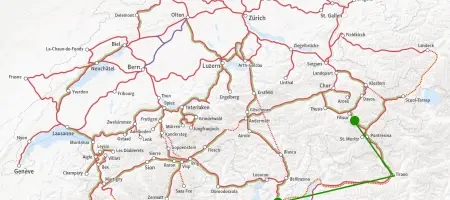 Kaart Bergün - Lugano