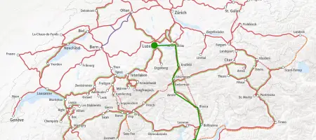 Kaart Luzern - Lugano