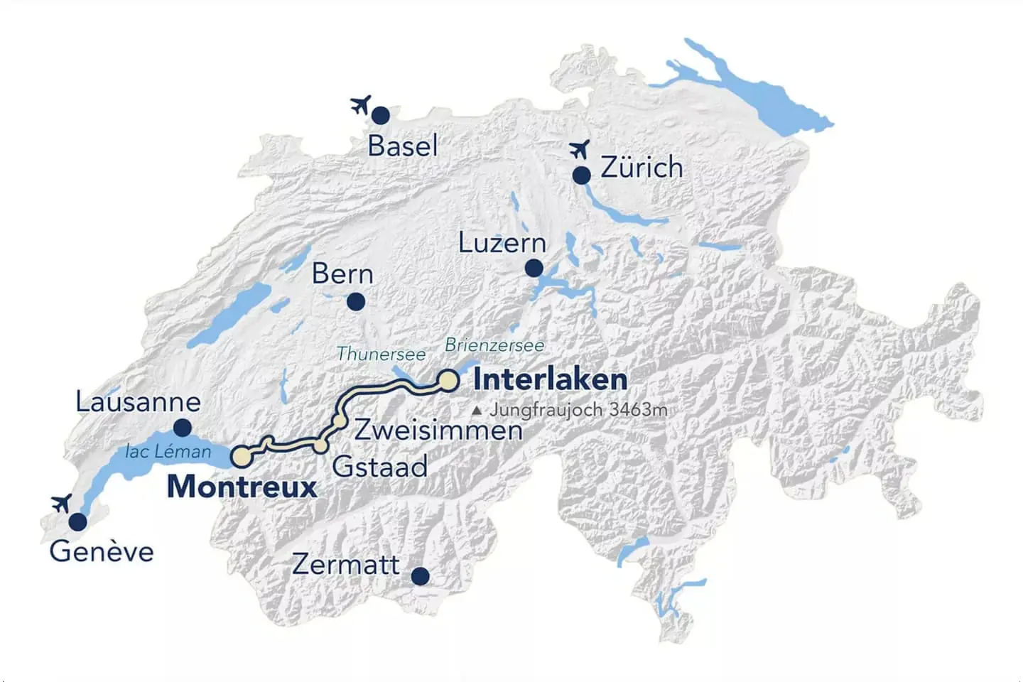 Spoorkaart Golden Pass Line