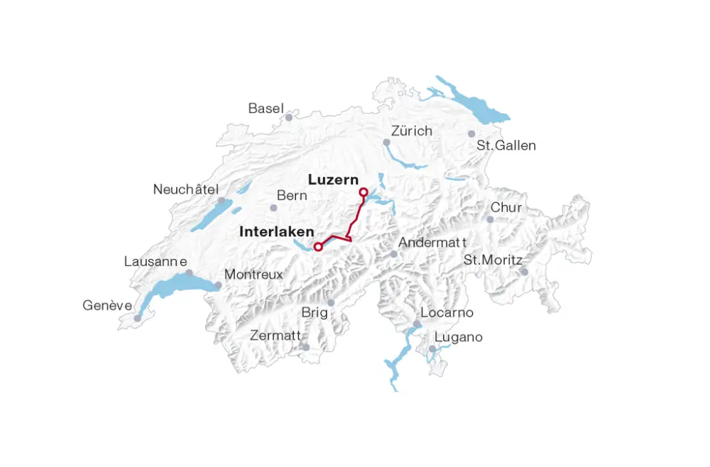 Rail Map Luzern-Interlaken Express