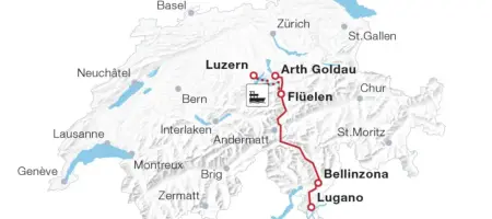 Kaart Gotthard Panorama Express