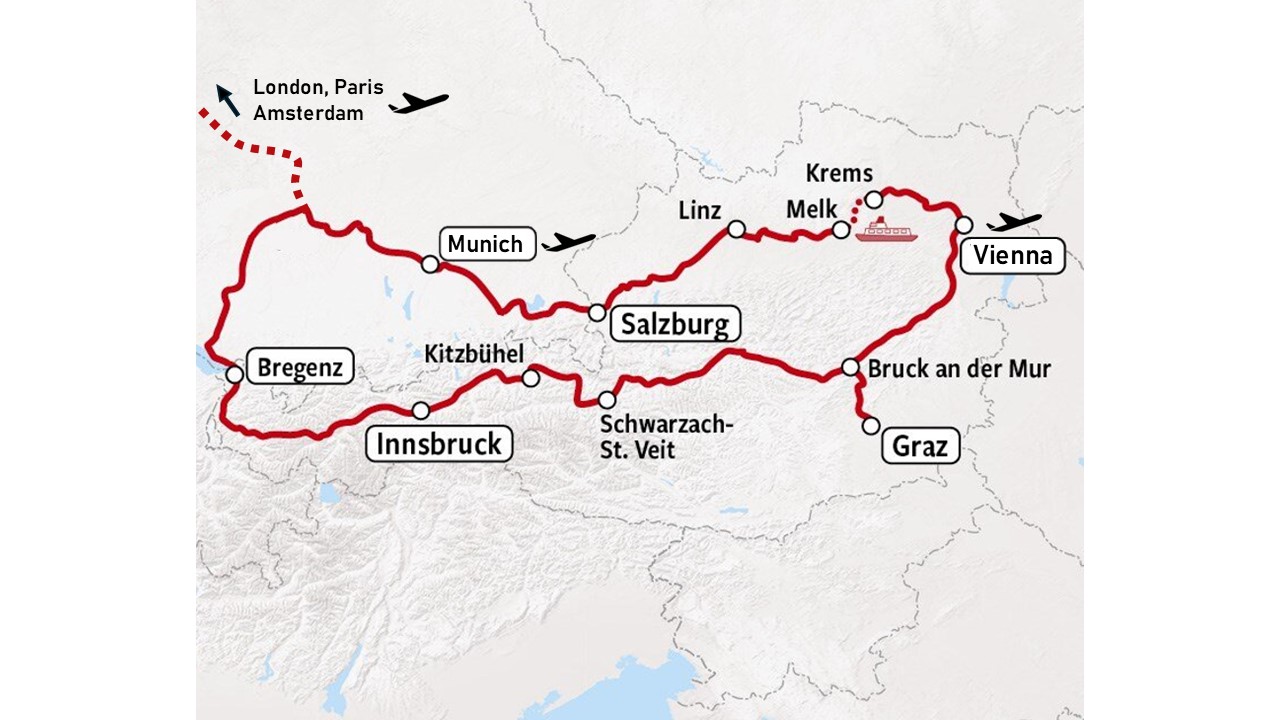 Highlights of Austria Rail Tour | Map