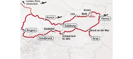 Highlights of Austria Rail Tour | Map