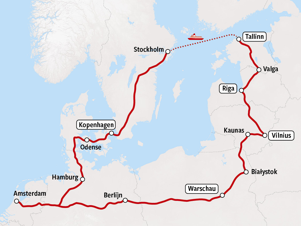 Groepsreis Rail Baltica map v2026 
