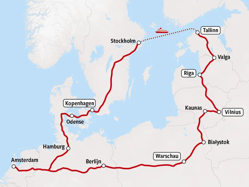Groepsreis Rail Baltica map v2026 