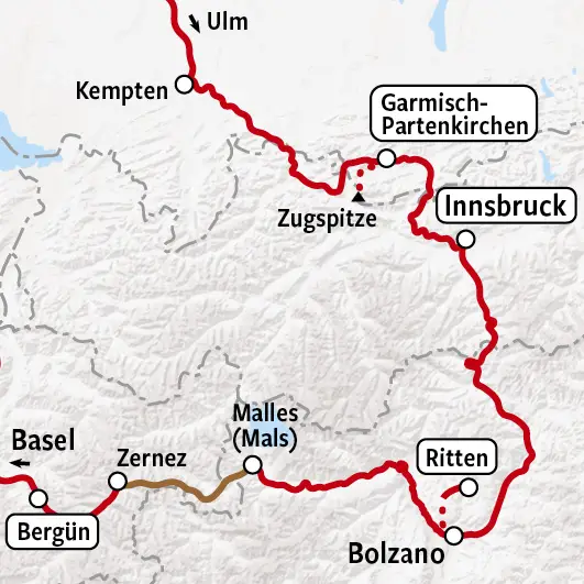 Allgau to Engadin map v2026