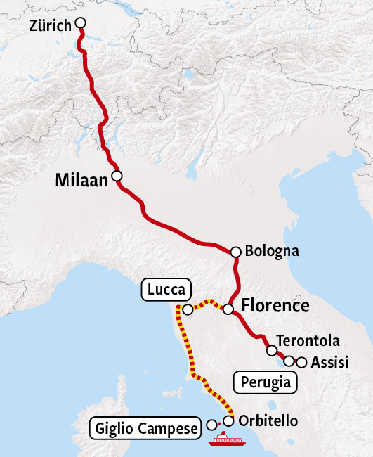 Toscane en Umbrie map v2026