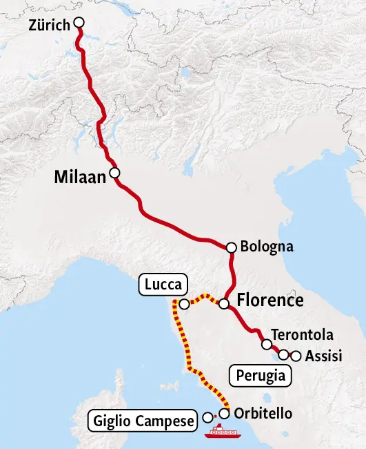 Toscane en Umbrie map v2026
