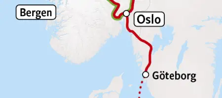 Bergensbanen en Hurtigruten map v2026