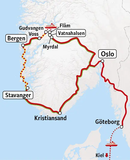 Sorlandsbanen en Bergensbanen map v2026 