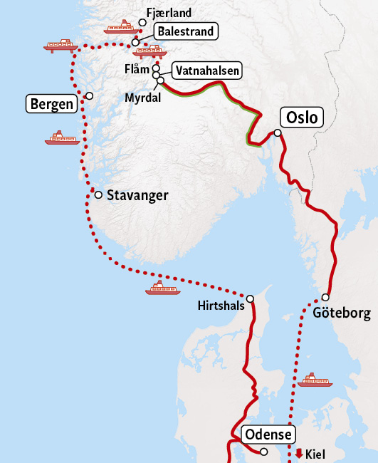 Kaart Zuid-Noorse Fjorden