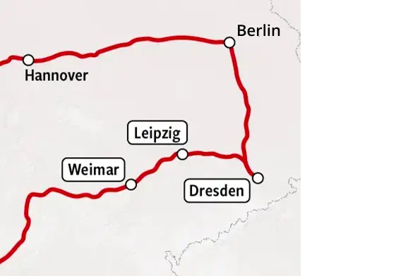 Bahnkarte Weimar / Leipzig / Dresden