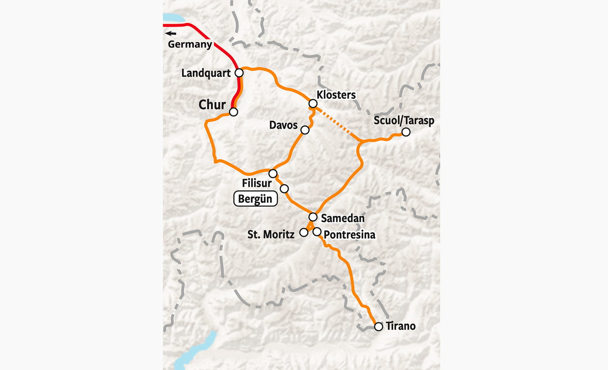 Grisons and Benrina Express - Rail Map