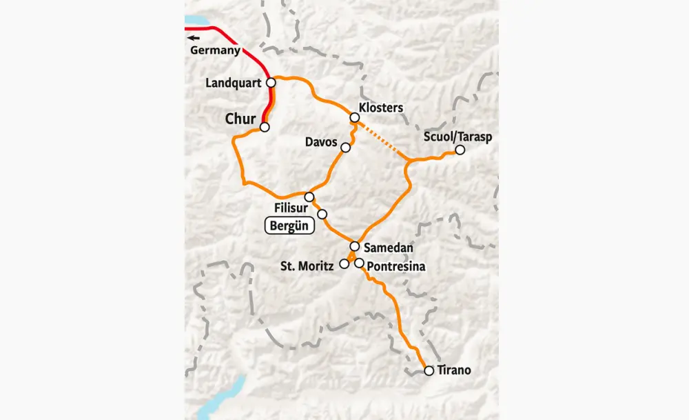 Grisons and Benrina Express - Rail Map